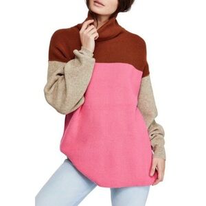 Free People Softly Structured Colorblock Mockneck Sweater, size small.
